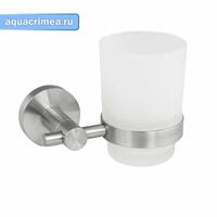 Стакан стеклянный с креплением к стене, из нерж стали